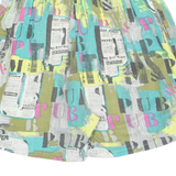 SORBOLI Womens Chino Shorts Green 90s Crazy Pattern XS W24