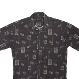 PIERRE CARDIN Palm Trees Mens Hawaiian Shirt Black Floral S