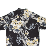 PURITAN Mens Hawaiian Shirt Black Viscose Floral M