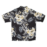 PURITAN Mens Hawaiian Shirt Black Viscose Floral M