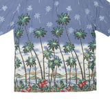 CAMPIA Palm Trees Mens Hawaiian Shirt Blue Floral L