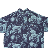 NATURAL ISSUE Mens Hawaiian Shirt Blue Viscose Floral 2XL