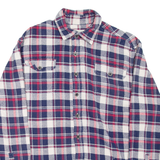 JACHS Mens Flannel Shirt Blue Plaid Long Sleeve L