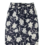 Floral Womens Trousers Blue Regular Tapered W34 L27