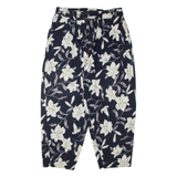 Floral Womens Trousers Blue Regular Tapered W34 L27