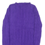 RALPH LAUREN Womens Jumper Purple Button Neck 90s Cable Knit XL