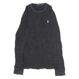 POLO RALPH LAUREN Womens Jumper Black Crew Neck Waffle Knit XL