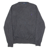 POLO RALPH LAUREN Mens Jumper Grey Crew Neck Tight Knit Wool XL