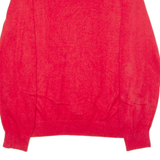 TOMMY HILFIGER Mens Jumper Red V-Neck Tight Knit L