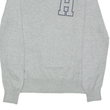 TOMMY HILFIGER Mens Patterned Jumper Grey Striped V-Neck Tight Knit XS