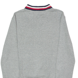 TOMMY HILFIGER Mens Patterned Jumper Grey Striped V-Neck Tight Knit XS