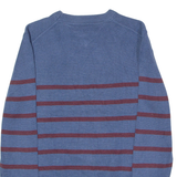 TOMMY HILFIGER Mens Patterned Jumper Blue Striped Crew Neck Tight Knit XS