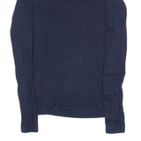 TOMMY HILFIGER Womens Jumper Blue Crew Neck Cable Knit XS
