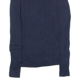 TOMMY HILFIGER Womens Jumper Blue Crew Neck Cable Knit XS