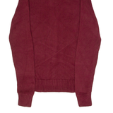 TOMMY HILFIGER Mens Heavy Knit Cardigan Red High Neck Tight Knit S