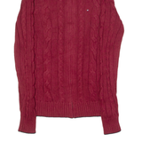 TOMMY HILFIGER Womens Jumper Red High Neck Cable Knit S