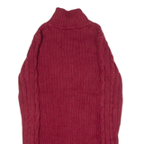 TOMMY HILFIGER Womens Jumper Red High Neck Cable Knit S