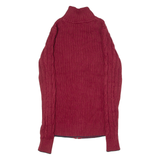 TOMMY HILFIGER Womens Jumper Red High Neck Cable Knit S
