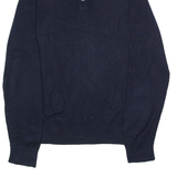 TOMMY HILFIGER Mens Jumper Blue Button Neck Tight Knit 2XL