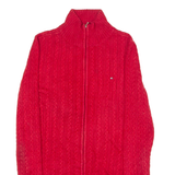 TOMMY HILFIGER Womens Jumper Red High Neck Cable Knit S