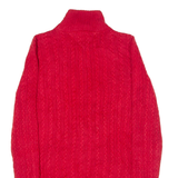 TOMMY HILFIGER Womens Jumper Red High Neck Cable Knit S