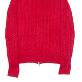 TOMMY HILFIGER Womens Jumper Red High Neck Cable Knit S