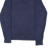 TOMMY HILFIGER Mens Jumper Blue Button Neck Tight Knit Wool S