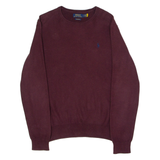 POLO RALPH LAUREN Mens Jumper Maroon Crew Neck Tight Knit M