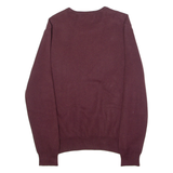 POLO RALPH LAUREN Mens Jumper Maroon Crew Neck Tight Knit M