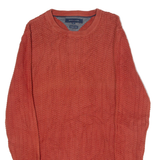 TOMMY HILFIGER Mens Jumper Orange Crew Neck Waffle Knit M