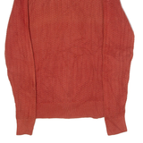 TOMMY HILFIGER Mens Jumper Orange Crew Neck Waffle Knit M