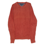 TOMMY HILFIGER Mens Jumper Orange Crew Neck Waffle Knit M
