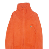 LACOSTE Womens Cardigan Orange Roll Neck Tight Knit M