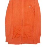 LACOSTE Womens Cardigan Orange Roll Neck Tight Knit M