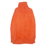 LACOSTE Womens Cardigan Orange Roll Neck Tight Knit M