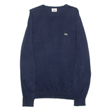 LACOSTE Mens Jumper Blue Crew Neck Tight Knit S
