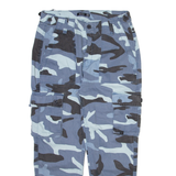 BERSHKA Camo Cargo Mens Trousers Blue Regular Tapered W28 L24