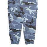 BERSHKA Camo Cargo Mens Trousers Blue Regular Tapered W28 L24