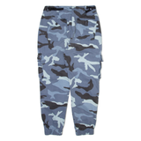BERSHKA Camo Cargo Mens Trousers Blue Regular Tapered W28 L24