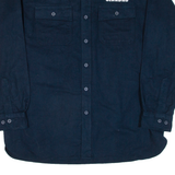 LL BEAN Cianbro Mens Flannel Shirt Blue Long Sleeve L