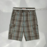 Levis Checked Cargo Shorts - 30W 11L Blue Cotton Blend