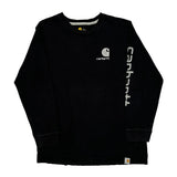 Age 14-16 Carhartt Spellout Long Sleeve T-Shirt - Large Black Cotton