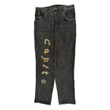 Embroidered Brand Name On Leg Capito Graphic Jeans - 35W 30L Grey Denim