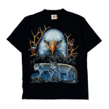Rock Eagle Single Stitch T-Shirt - Large Black Cotton
