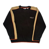 Fila Contrast Stitch Sweatshirt - Large Orange Cotton