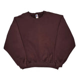 90S Blank Russell Athletic Sweatshirt - 2XL Burgundy Cotton Blend