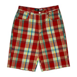 Southpole Checked Shorts - 36W 14L Red Polyester Blend