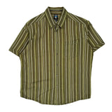 Vintage Kuhl Striped Short Sleeve Shirt - Large Green Cotton Blend