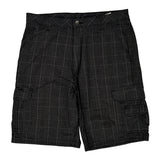 Wrangler Checked Cargo Shorts - 34W 10L Black Cotton