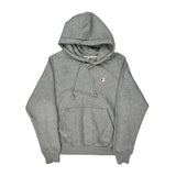 Vintage Reverse Weave Champion Hoodie - Small Grey Cotton Blend